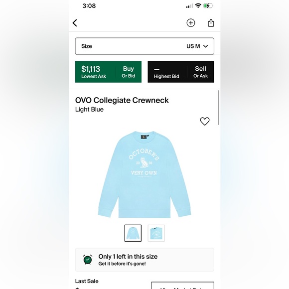 OVO crewneck collegiate rare baby blue - Picture 5 of 5